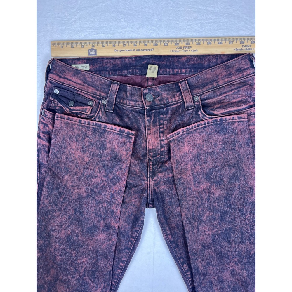 True Religion Men 38 Geno Relaxed Slim Jeans Purple Black Acid Wash USA Made Y2K - Picture 2 of 12